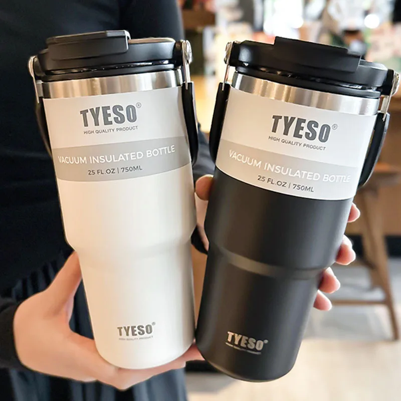 

Кофейная чашка Tyeso из нержавеющей стали, двойная Автомобильная чашка для напитков, термос для воды, новая портативная термобутылка, вакуумная кружка, термос большой емкости