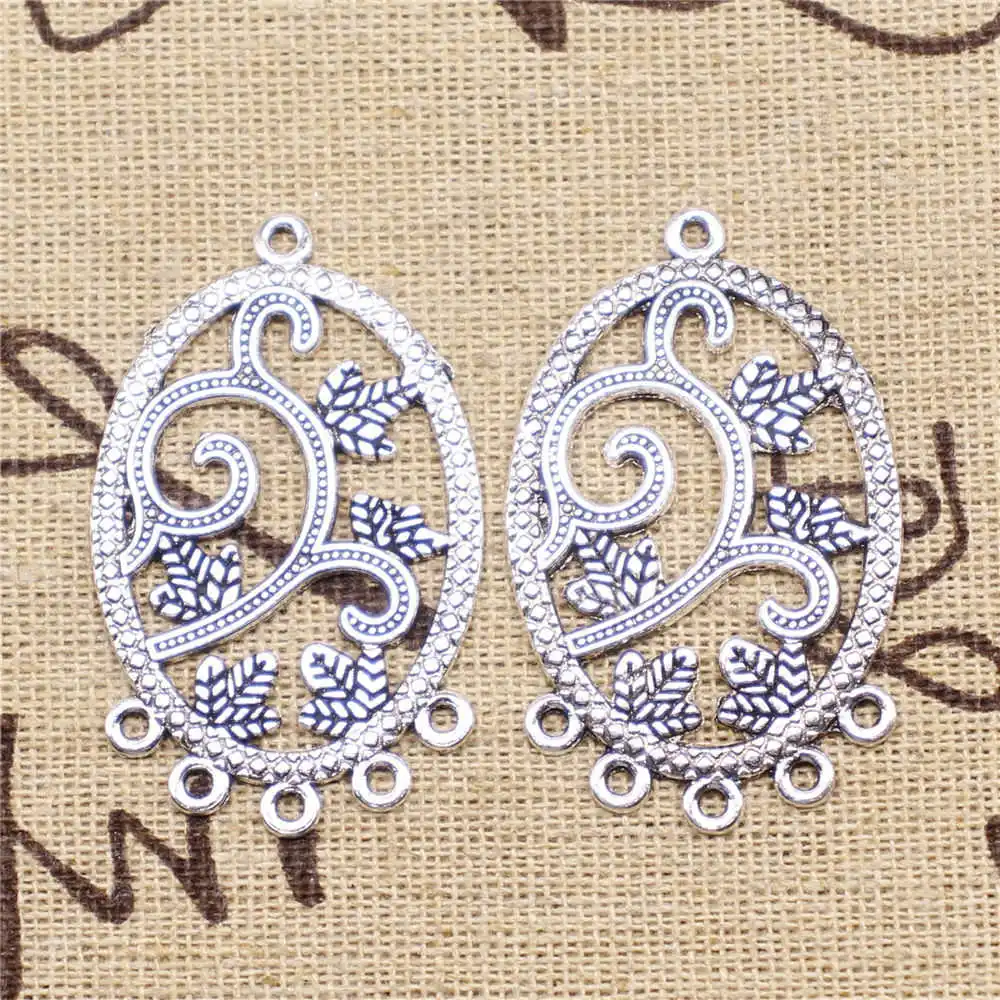 Серьги-гвоздики с овальными листьями 42x26 мм, 3 шт.