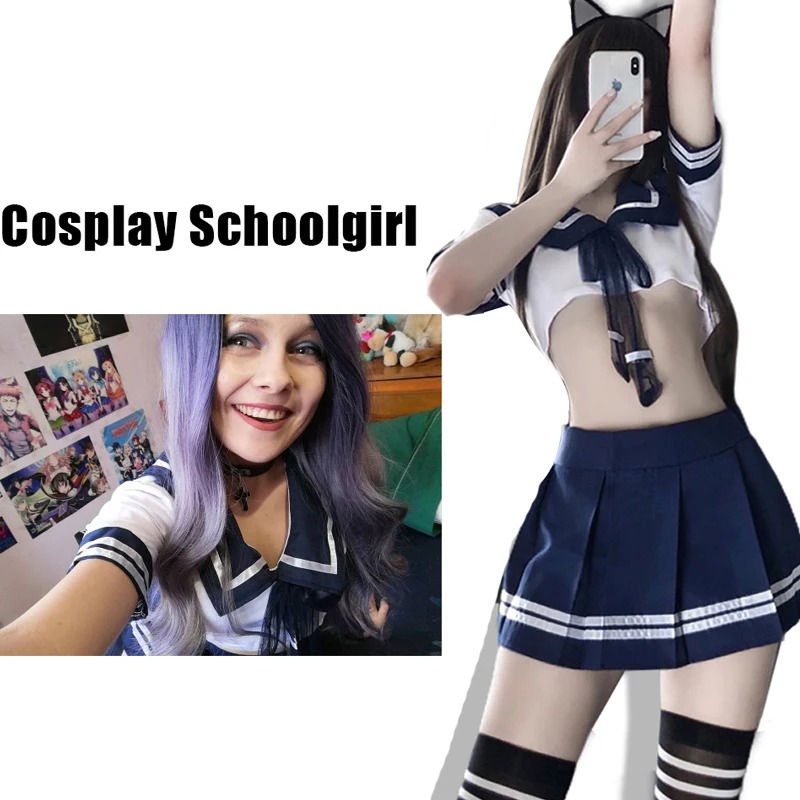 Сексуальное нижнее белье школьница японский эротический женский костюм