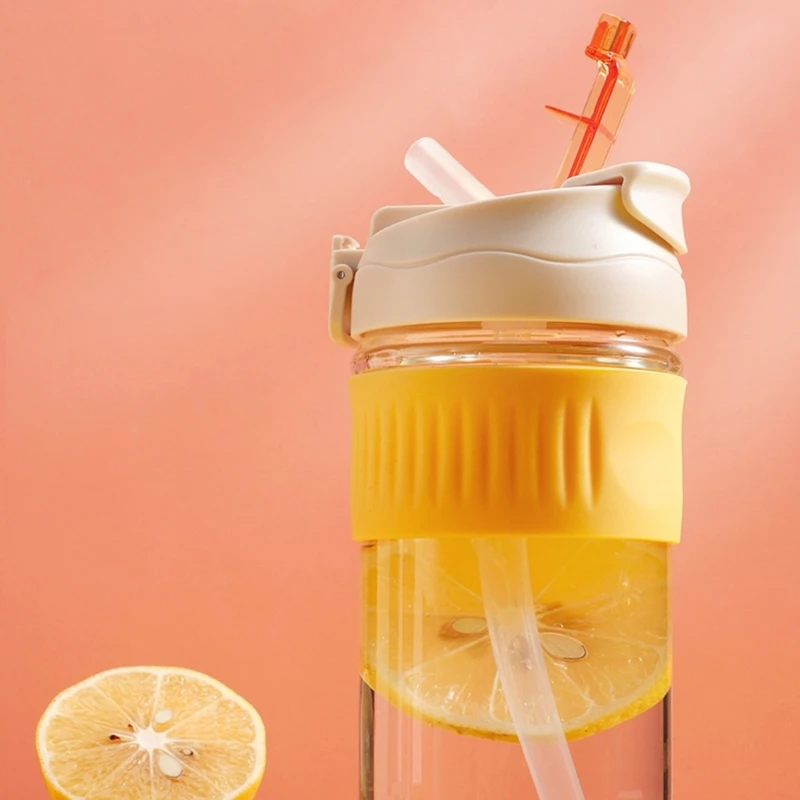 Y1UB 350 мл/550 мл Простая стеклянная чашка для кофе с крышкой Соломенная прозрачная