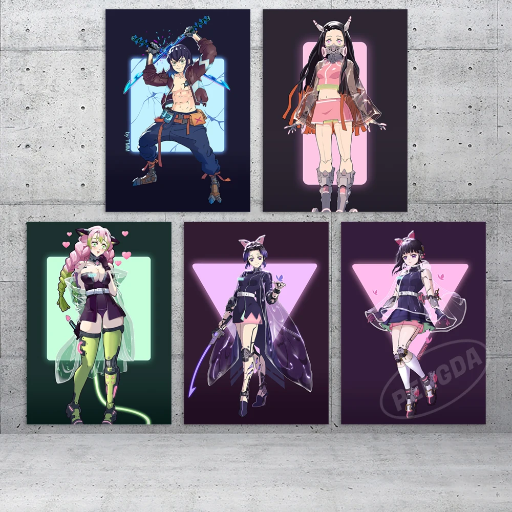 

Demon Slayer HD Print Anime Painting Home Decor Kochou Shinobu Canvas Poster Kamado Nezuko Modular Pictures Living Room Wall Art