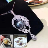 meibapj 11 12mm big black leopard natural pearl fashion pendant necklace 925 sterling silver fine wedding jewelry for women