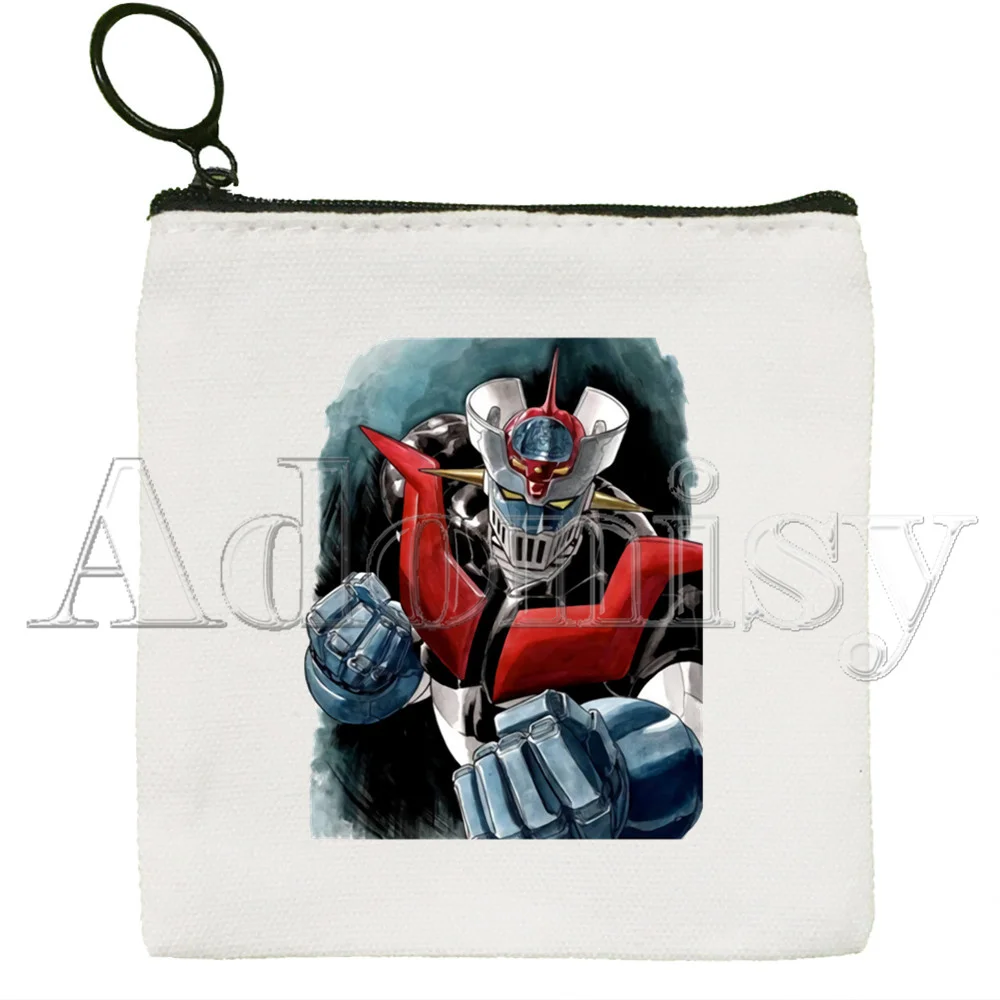 Mazinger Z Cute Mini Coin Purse Canvas Student Wallet Coin Case Zipper Hand Female Key Case