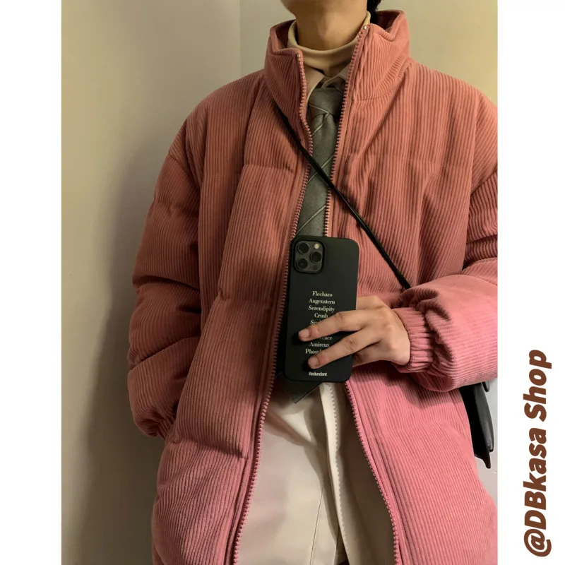 Winter Jacket Men Warm Fashion Oversize Thickened Corduroy Jackets Men Streetwear Korean Loose Thick Short Coat Mens Clothes