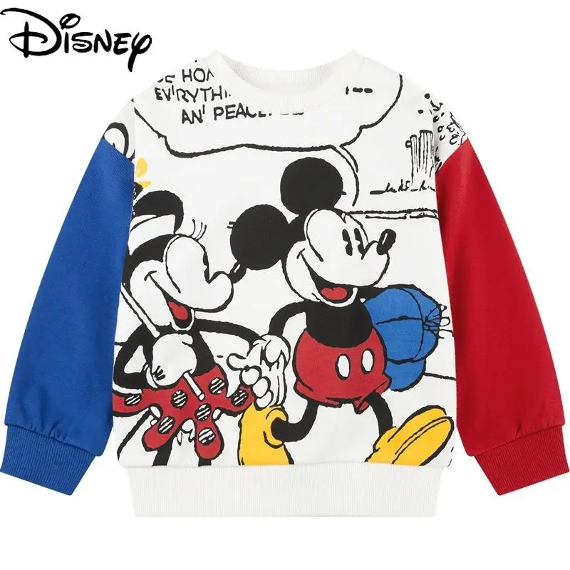 

Disney brand boy children's sweater cotton winter padded round neck Mickey 2021 new long-sleeved western-style cartoon print top