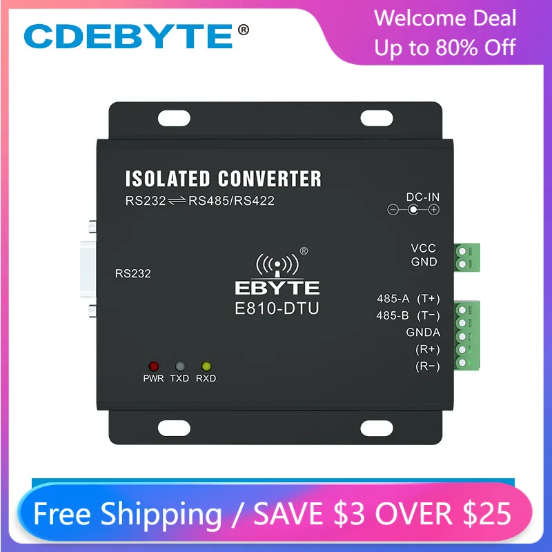 

CDEBYTE RS232 TO RS485/RS422 Two Way Transparent Transmission Wireless Transparent Transmission Modem Server Port Converter