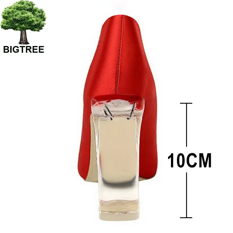 Туфли Bigtree женские с прозрачными кристаллами шелковые туфли-лодочки на высоком