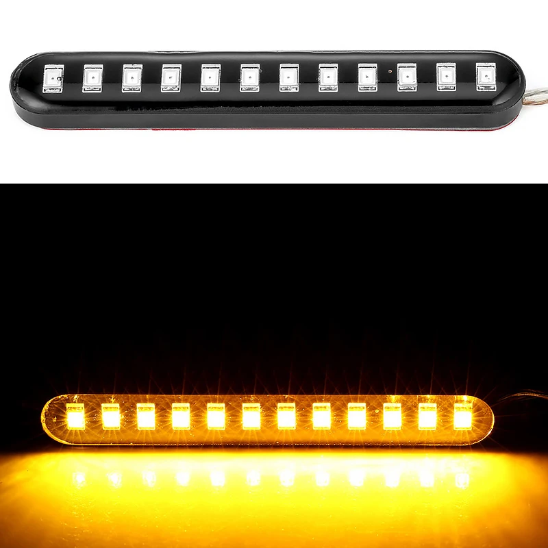 

2Pcs Motorcycle Tail Led Turn Signal Light 12V Strip Light License Plate Flashing Lamp Motorcycle Accessories