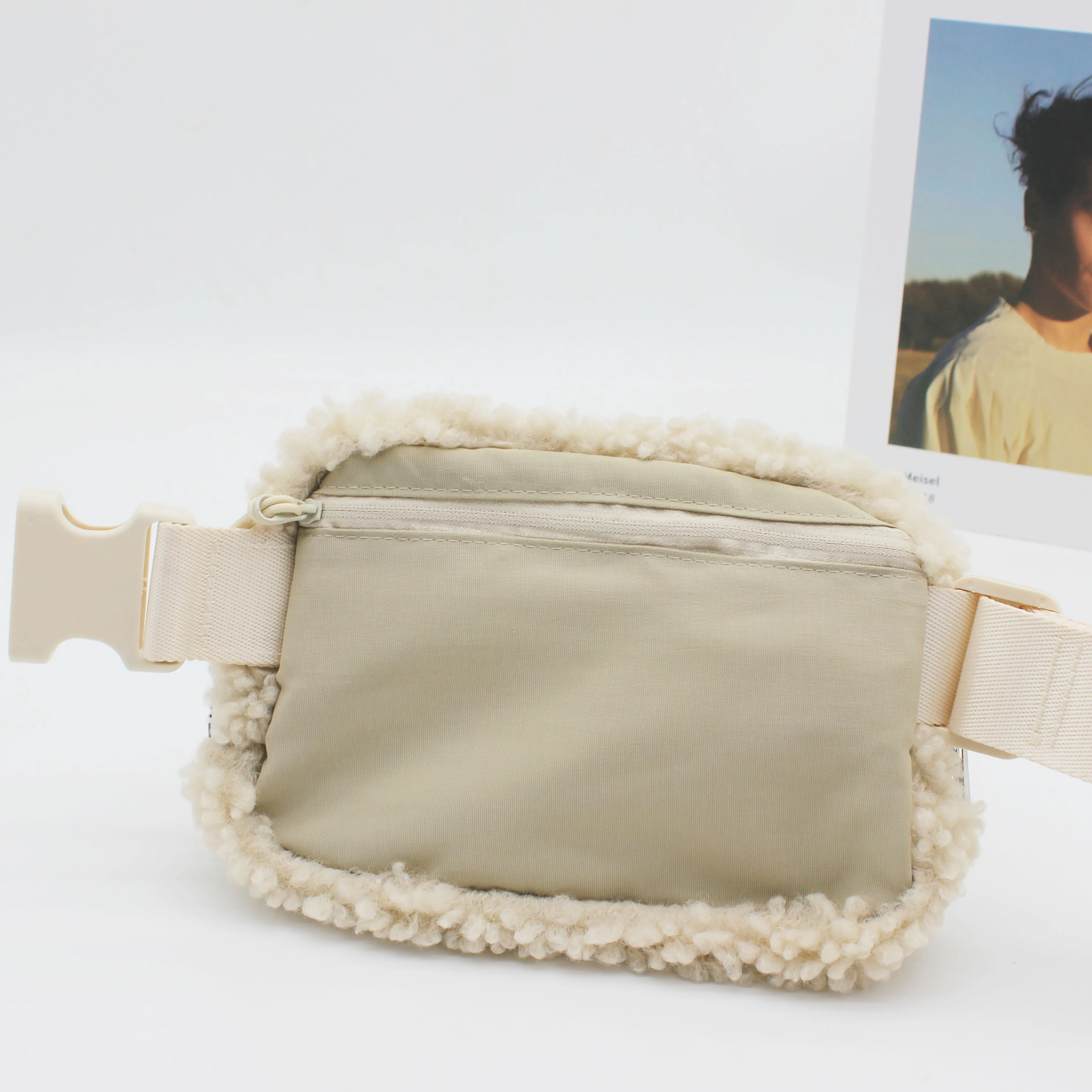 HATTZI Забавная сумка Sherpa для женщин Тедди унисекс пушистая Повседневная поясная