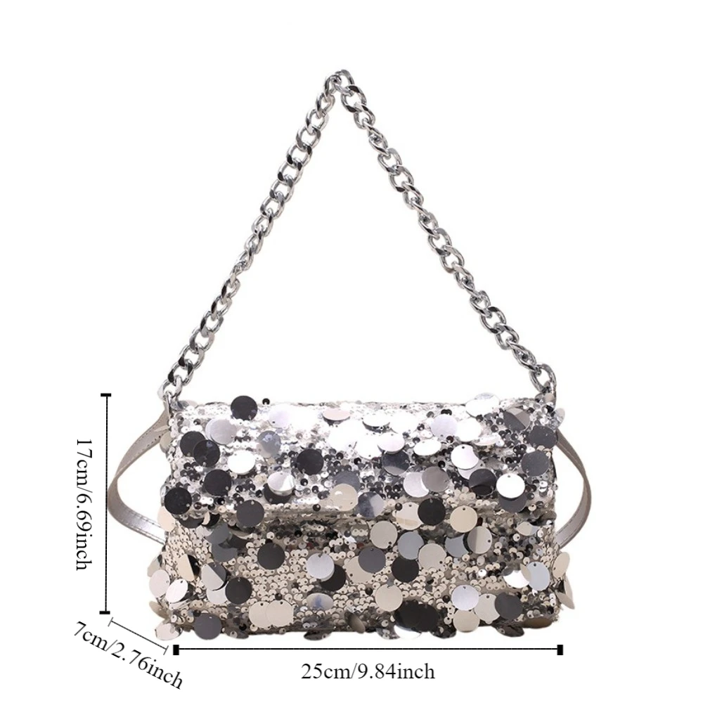 Повседневная блестящая вечерняя Банкетная сумка через плечо с цепью и кисточкой
