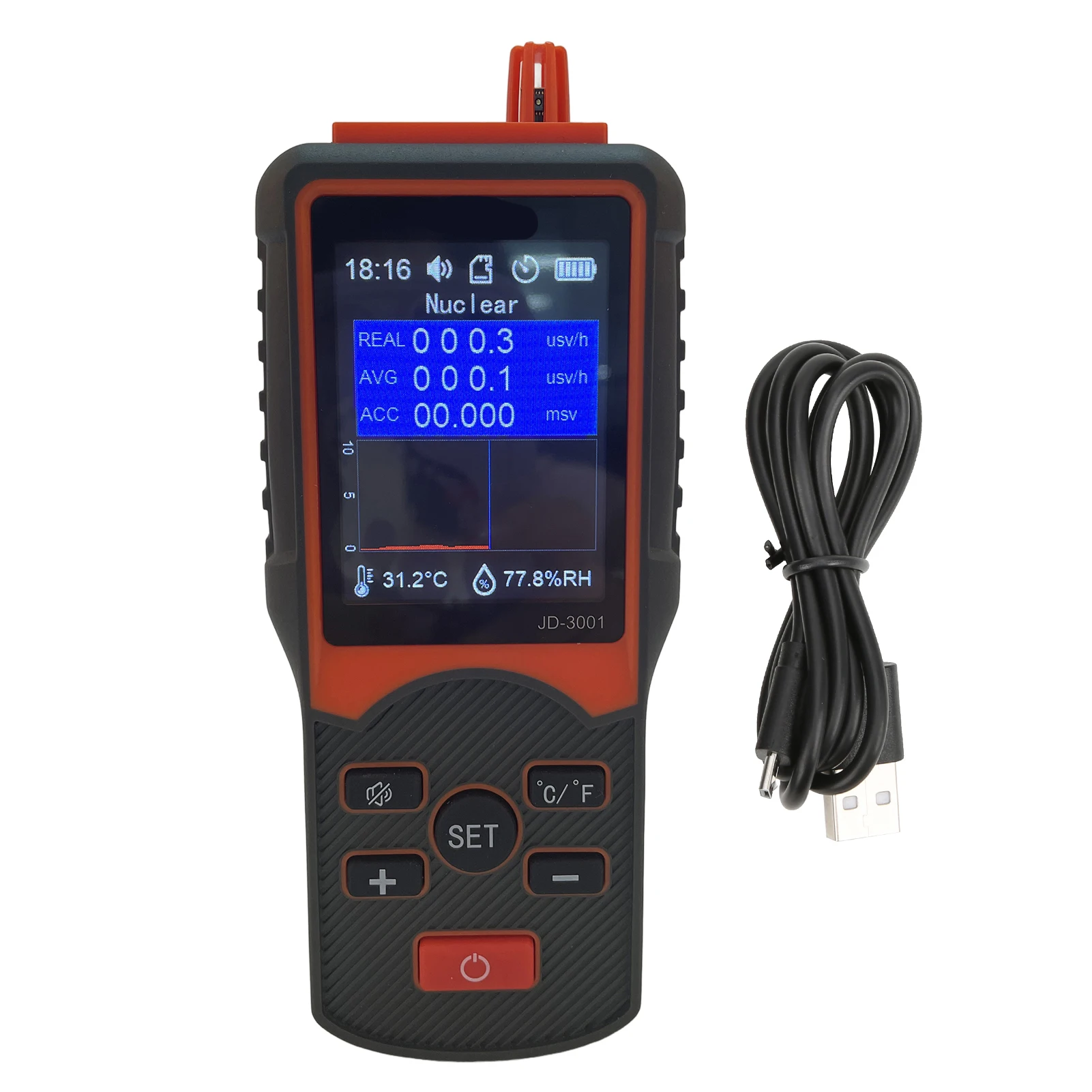 

JD-3001 Geiger Counter Nuclear Radiation Detector Monitor Portable Dosimeter Electromagnetic Radiation Tester