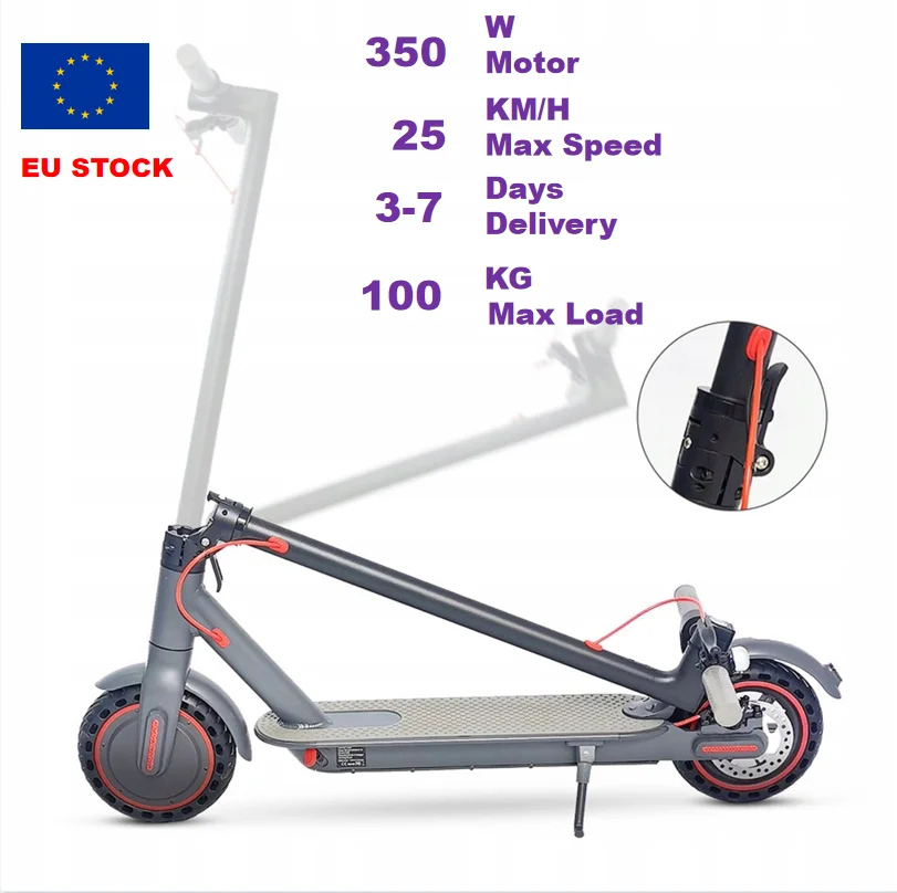 

EU/USA Stock 350W 36V 7.5AH Max Load 100KG Disc And Electric Brake Foldable 8.5 Inch With APP High Speed 25KM/H Electric Scooter