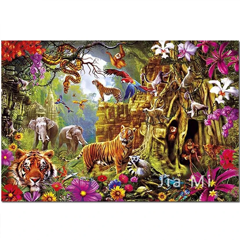 

5D DIY Full Drill Animal World Diamond Painting Tiger Diamond Embroidery Cross Stitch Forest Scenery Flower Home Decor Art A0509