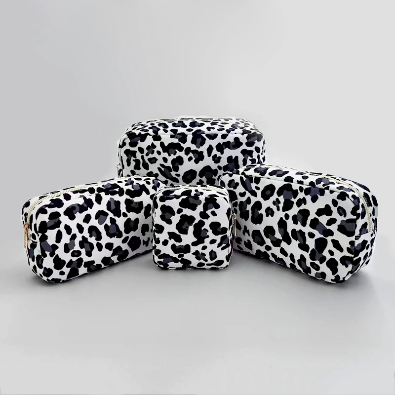 2023 New Leopard Printed Travel Cosmetic Pouch Bag Make up Bag Waterproof Nylon Toiletry Pouch