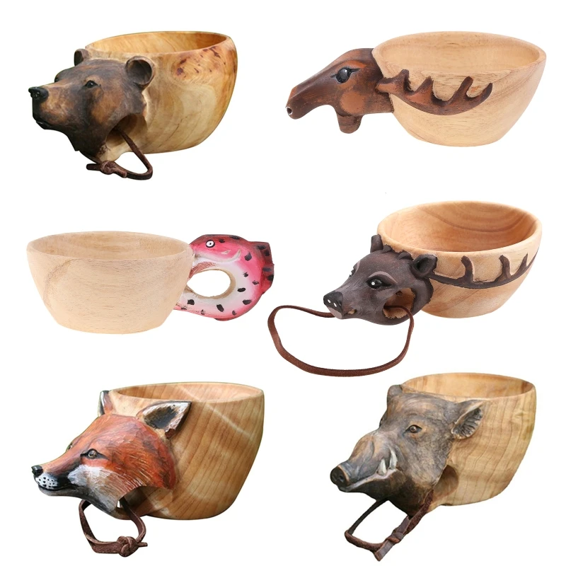 

Portable Camping Drinking Cup for Coffee Tea Milk Rubber Wooden Material
