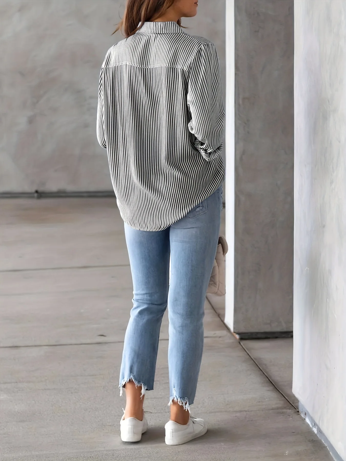 Повседневные свободные полосатые рубашки для женщин осень 2024 винтажные женские