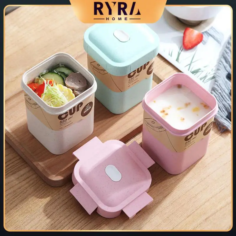 

Snack Cup With Lid Beautiful Shape Lunch Box A Cup Of Multi-use Portable Food Container Square Sealed Soup Cup Oatmeal Cup