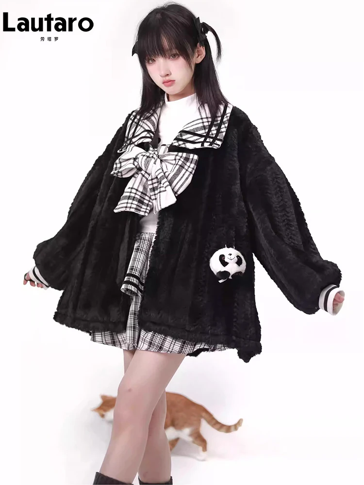 Lautaro Осень-зима Оверсайз Теплый Мягкий Красочный Плед Пэчворк Искусственный мех
