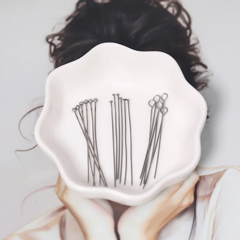 20Pcs 40mm Stainless Steel Heads Eye Flat Head Pin Ball Head Pins For Craft DIY Supplies Jewelry Making Findings Accessories