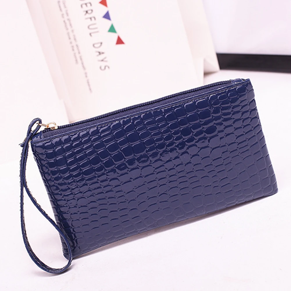 Women PU Clutch Long Casual Wallet Litchi Grain Coin Purse Female Bag Wrist Bags Zipper Phone Pocket Credit Card Holder