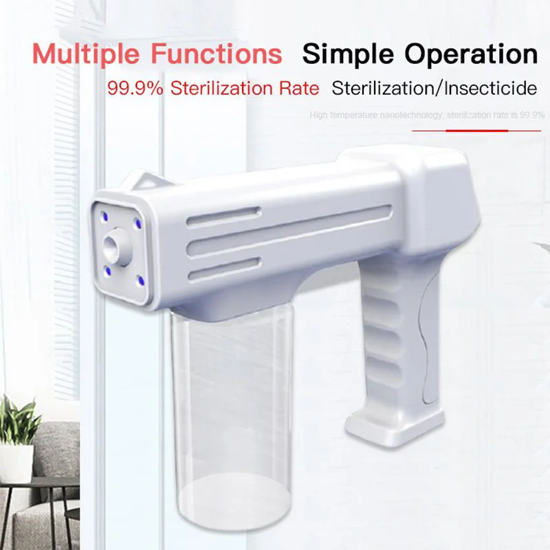 

300ML Portable Nano Electric Sterilizer Sprayers Atomization Disinfection Fog Machine USB Rechargeable Blue Light Spray Gun