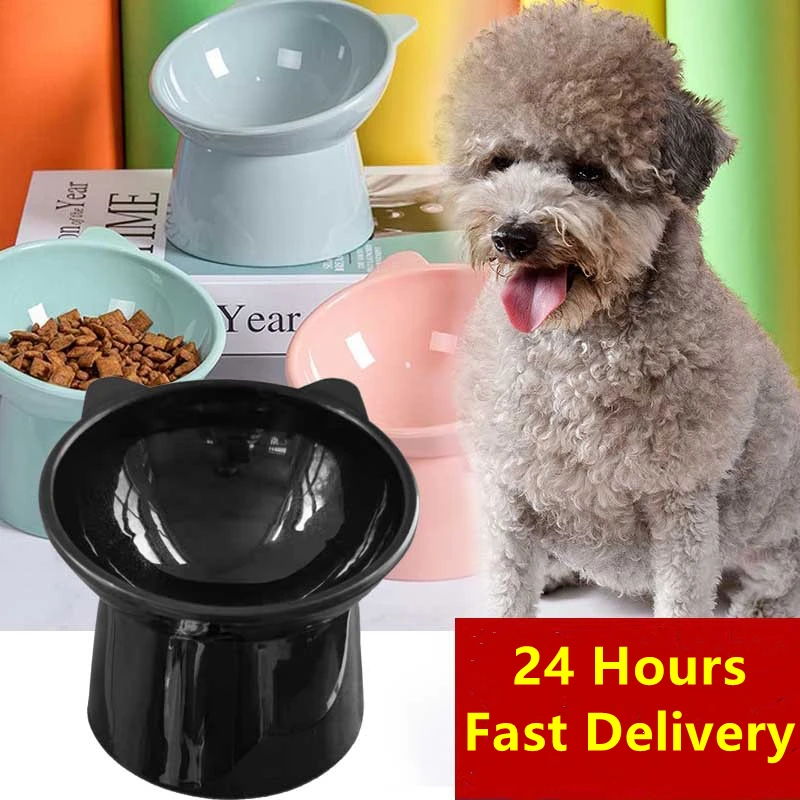 

Newest Cat Bowl High Foot Dog Bowl Neck Protector Cat Pet Food Water Bowl Anti-tip Binaural Pet Feeding Cat Pet Dessert Bowl