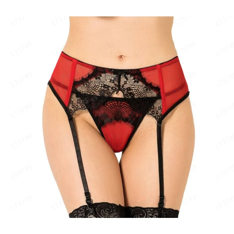 

Black Lace Red Garter Belt Panty Lingerie Set Sexy Women Underwear Suspender Belts Women Wedding Night Dress Stocking Garters