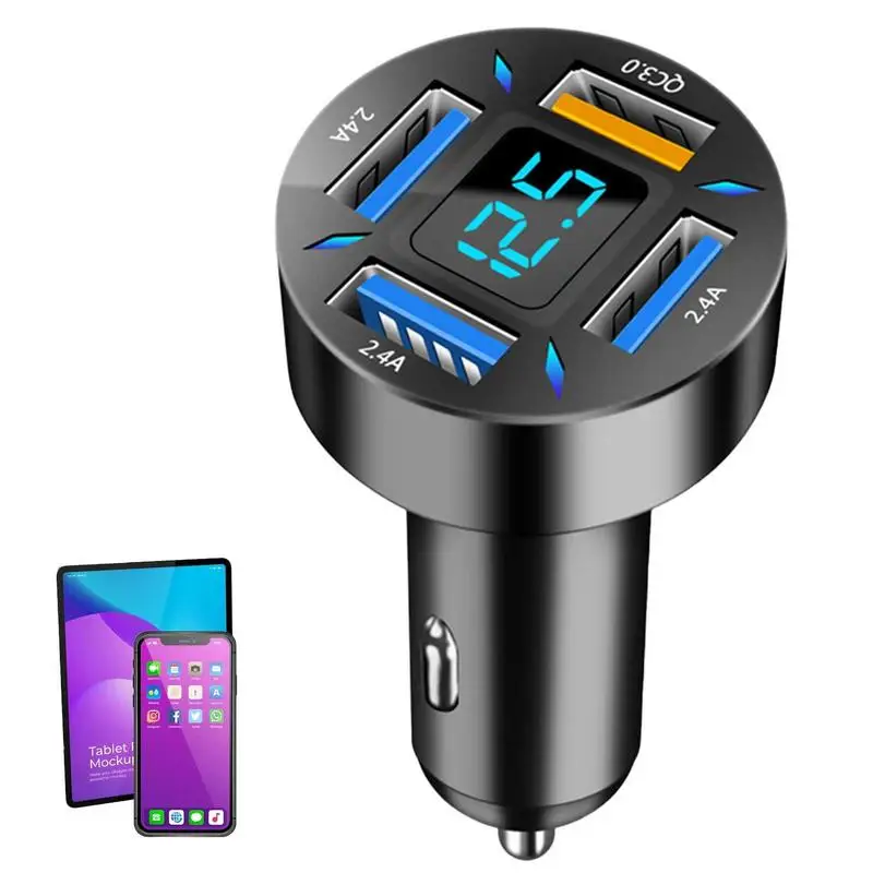 

USB C Car Charger 66w Quick Charge Cigarette Lighter Adapter 4-Port USB PD QC 3.0 Car Charger Fast Charging Of Multiple Devices