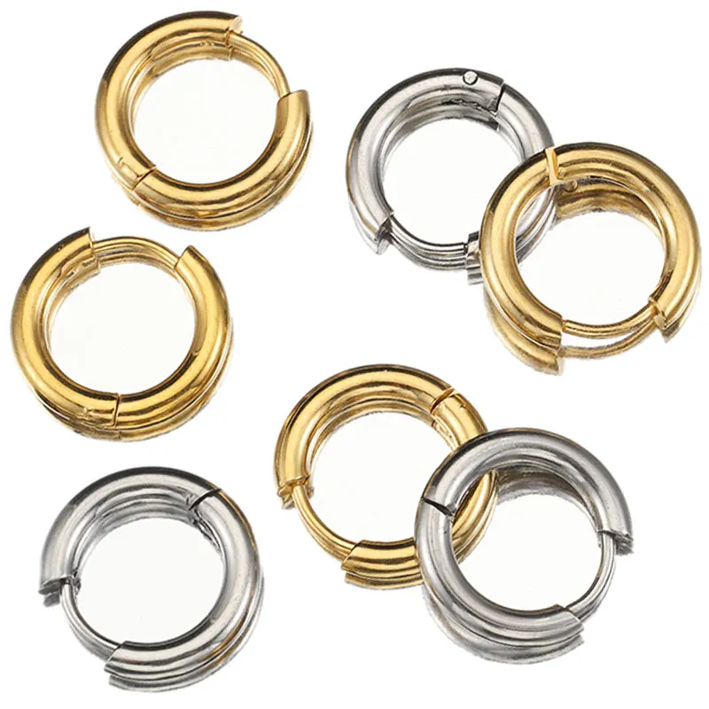 Круглые серьги-кольца из нержавеющей стали 8-20 мм 10 шт
