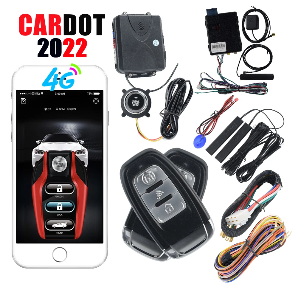 Универсальная автомобильная сигнализация Cardot 4g Gps Gsm кнопка запуска и остановки
