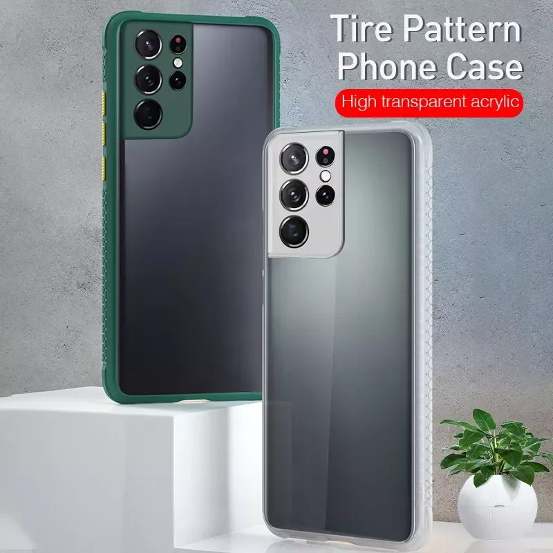 

Original for Samsung Galaxy S 21 22 S21 FE S22 Ultra S21+ TPU Shockproof Bumper CoqueS22Ultra Case Tire Pattern Clear Acryli