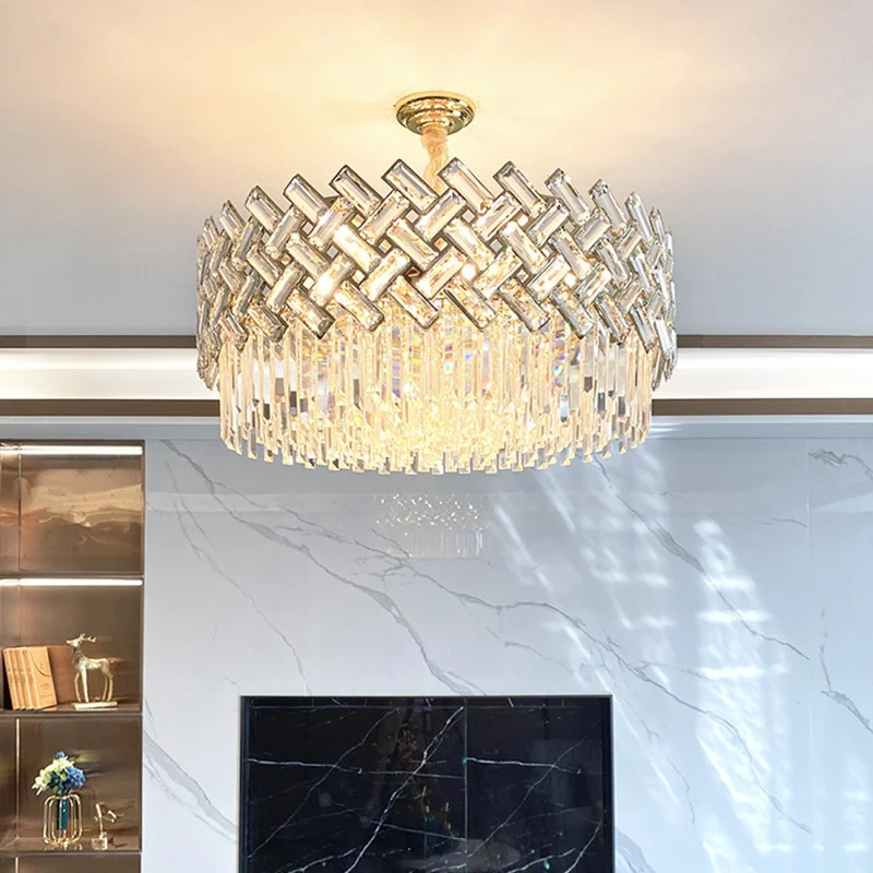 

Роскошная люстра для гостиной K9 Crystal Led s, блестящая золотая металлическая люстра E14, светодиодная Подвесная лампа на цепочке, светильники