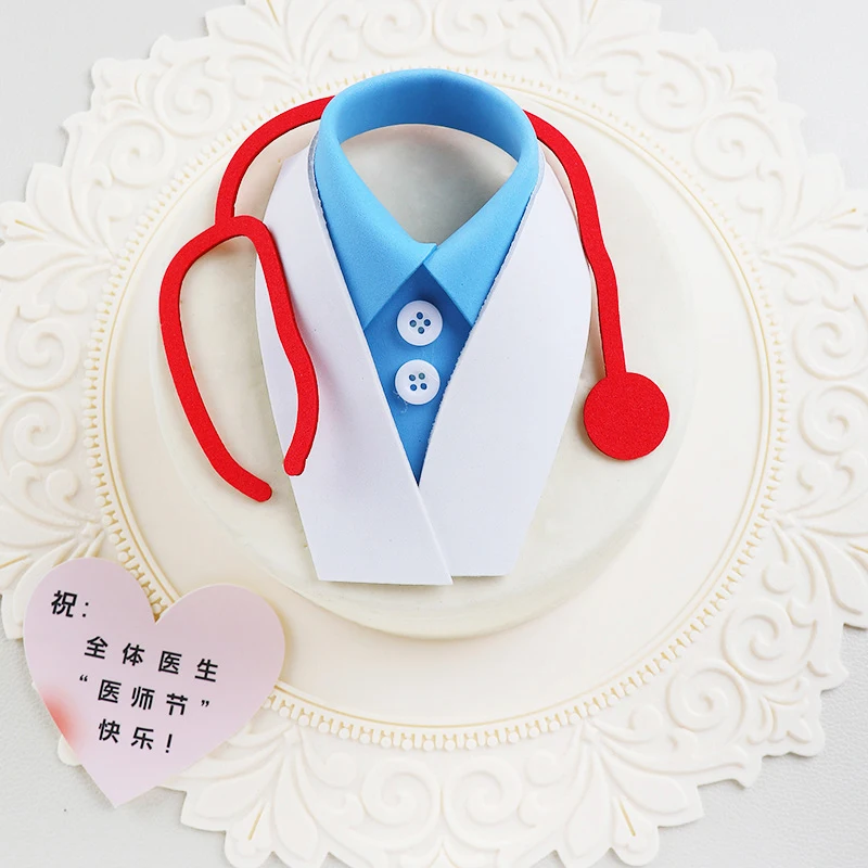 

Doctor's Day Eva Stethoscope Baking Cake Topper Decoration White Nurse's Day Doctor Girl Birthday Party Decoration Card Supplies