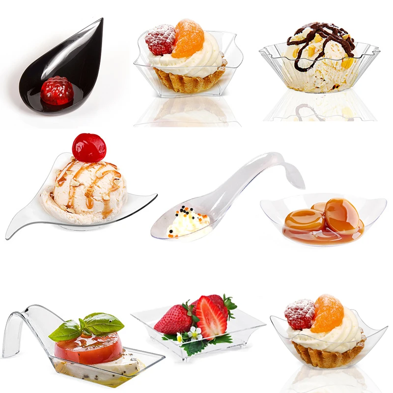 12Pcs Disposable Dessert Cups Ice Cream Cup Candy Cake Plate Food Container Christmas Wedding Party