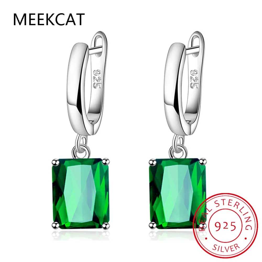 Имитация нано-смарагда с изумрудной огранки прямоугольные серьги-капли из