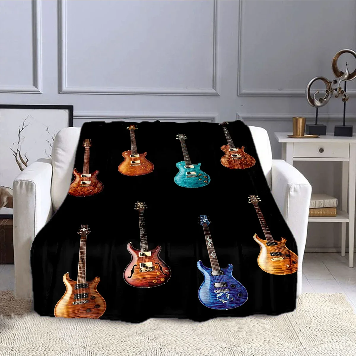 Одеяло детское Фланелевое для электрогитары мягкое удобное дома и путешествий