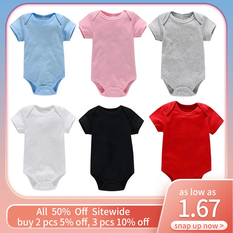 

Летний детский комбинезон, однотонный Повседневный боди с коротким рукавом для младенцев, высококачественный хлопковый цельнокроеный ком...