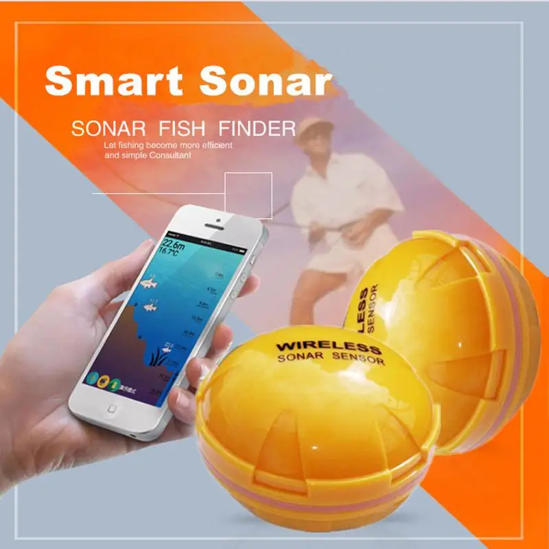 Wireless Smart Fish Finder for iOS and Android Sounder Sonar echo sonar fishfinder App 50M/130ft Sea Fish Detect