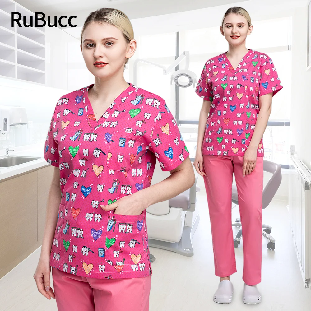 

Hospital Staff Scrubs Top Medical Nursing Uniforms for Male Female Dental Clinic Supplies Nurse Women Uniforms Pet Doctor Shirts