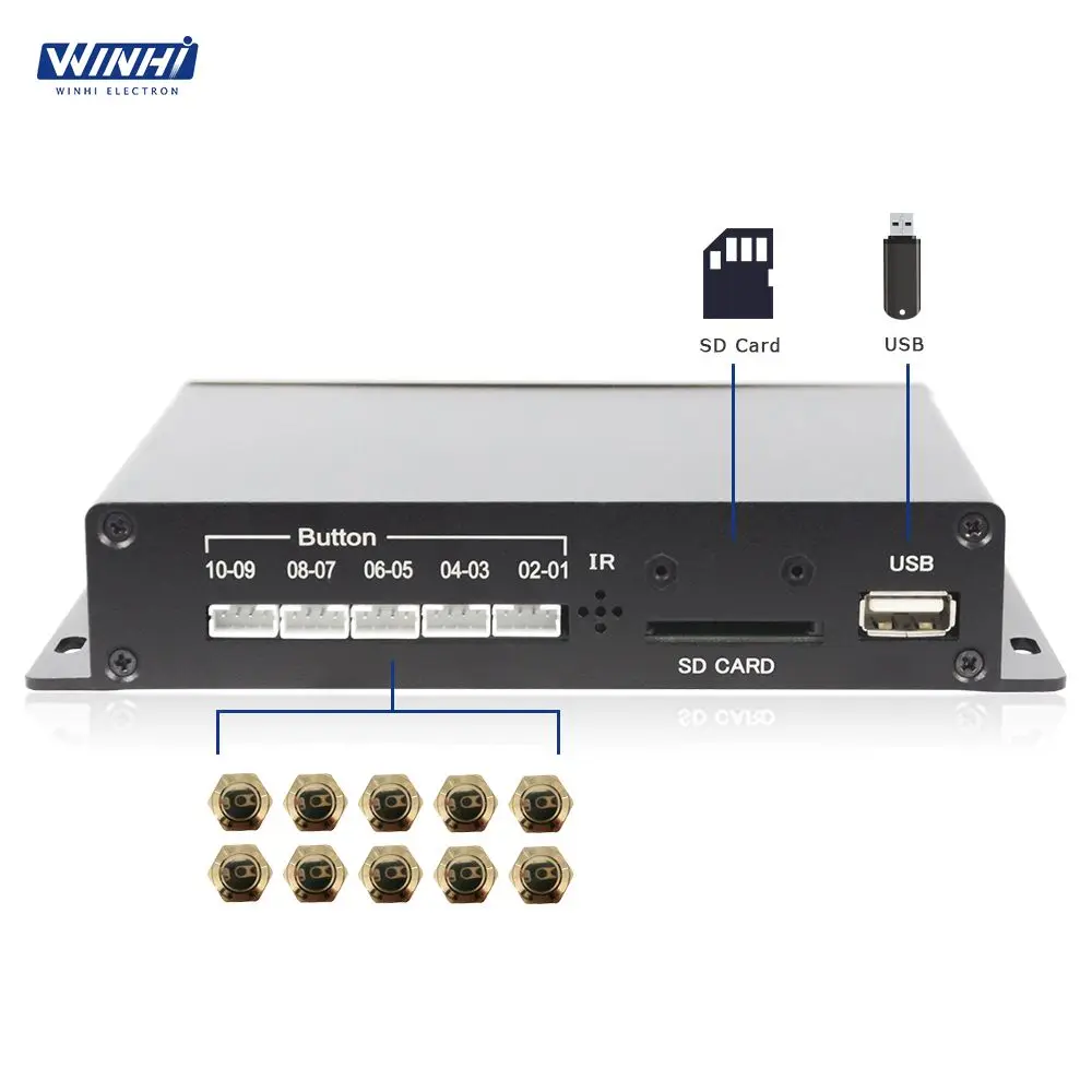 MPC1080P-10 China OEM Full HD Video Seamlessly Loop Play Plastic Push Button Control HD-MI/VGA/CVBS Media Player |