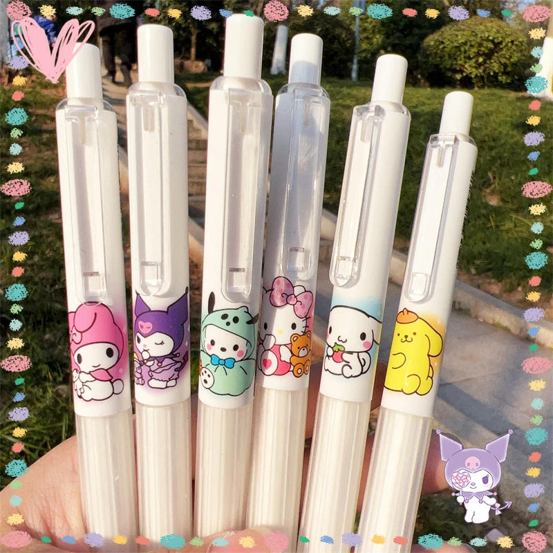

Шариковая ручка Sanrioed, 6 шт., милые канцелярские принадлежности для студентов, аниме, моя мелодия, курomi Cinnamoroll, милый подарок для офиса, школы, детей, девочек
