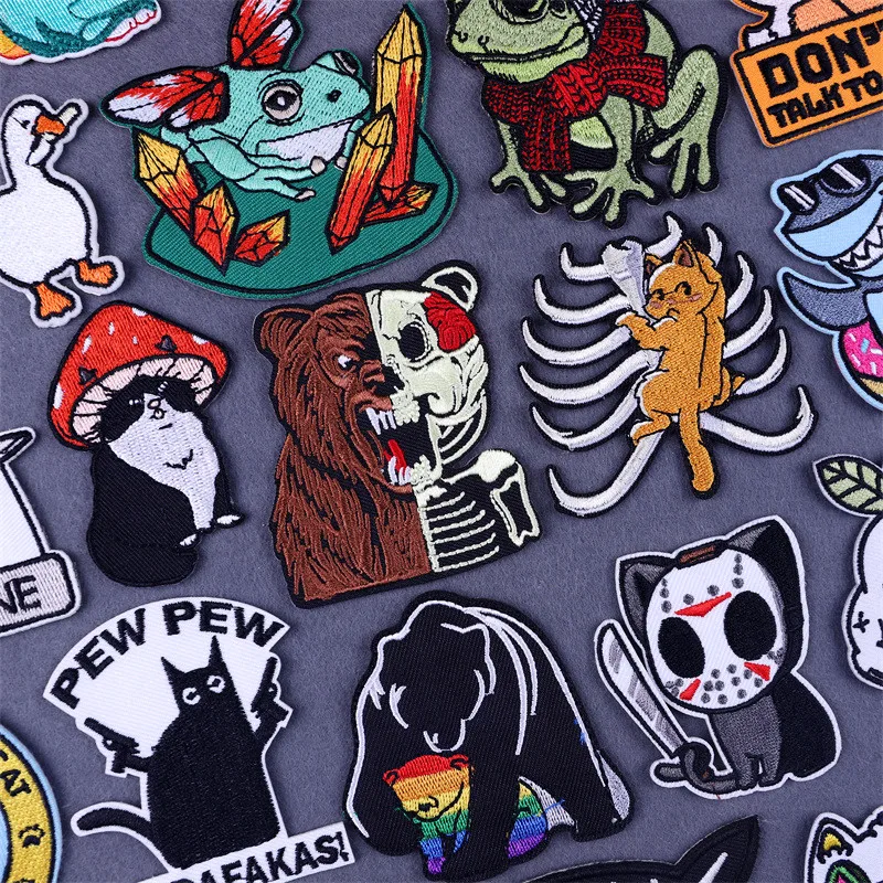 Термоклейкие нашивки с рисунком животных лягушек на одежду