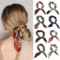 new square silk scarf solid colors women headband fashion print neck scarfs office hair band female bandana handkerchief