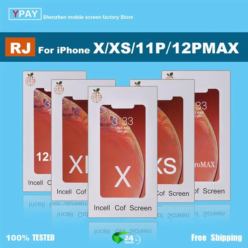 

Top RJ Screen For iPhone X Xs Max 11 12 LCD Display Touch Screen Digitizer Assembly No Dead Pixel Replacement Parts+Gift True