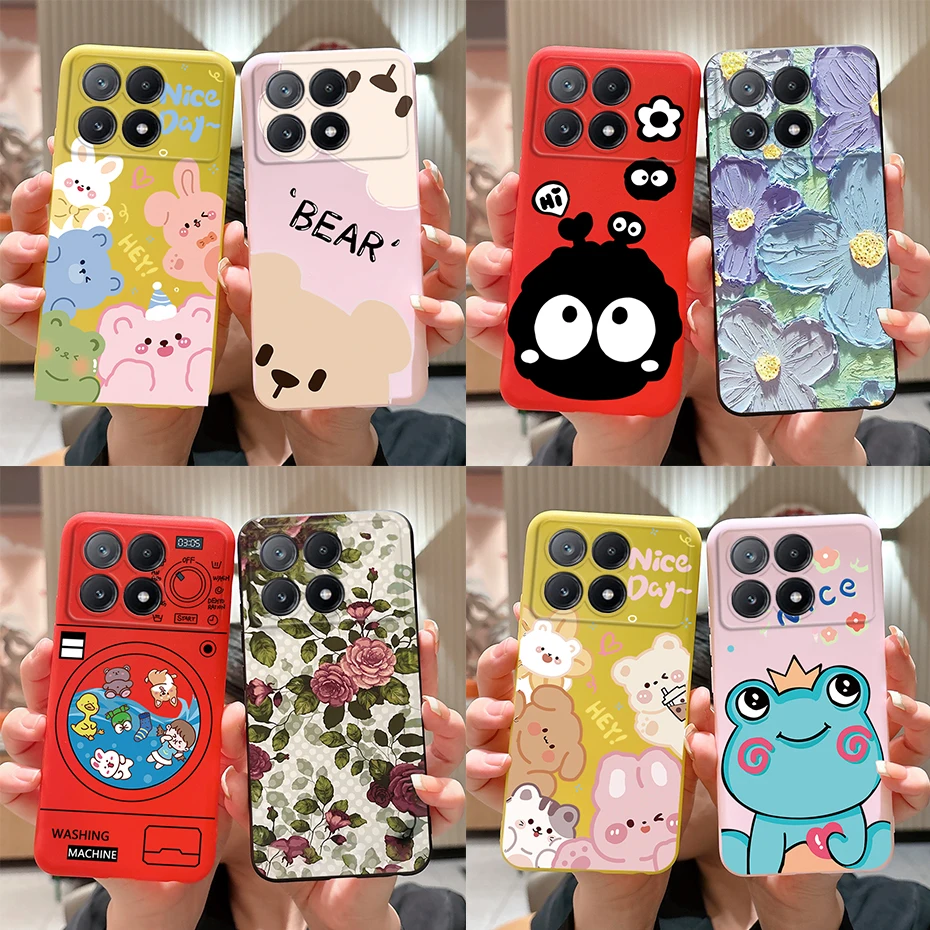 Чехол для Xiaomi Poco X6 Pro стильный силиконовый бампер с рисунком противоударные чехлы