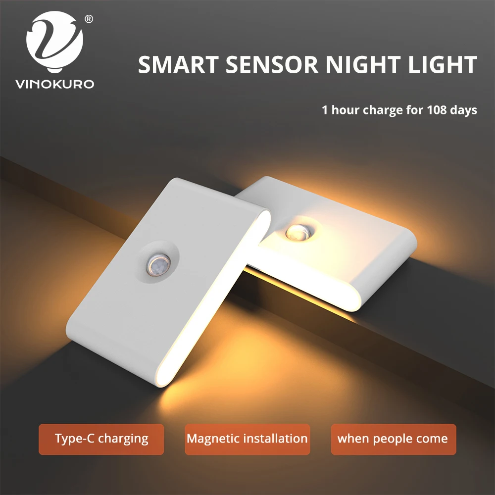 

LED Night Light Intelligent Induction 3 Modes USB Charging Wireless Magnetic Suction Night Light Bedroom, Aisle Night Light