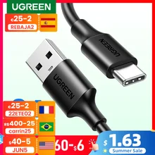 UGREEN-Cable USB tipo C para móvil, Cable de carga rápida para Xiaomi Redmi Note 7 mi9, Samsung S9, USB-C