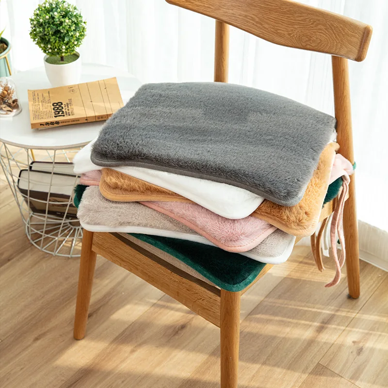 

Rabbit Plush Chair Mat Student Stool Mat Winter Office Sedentary Thickened Plush Mat Machine Washable Butt Mat