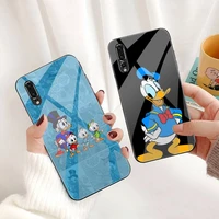 cartoon donald duck phone case tempered glass for huawei p30 p20 p10 lite honor 7a 8x 9 10 mate 20 pro
