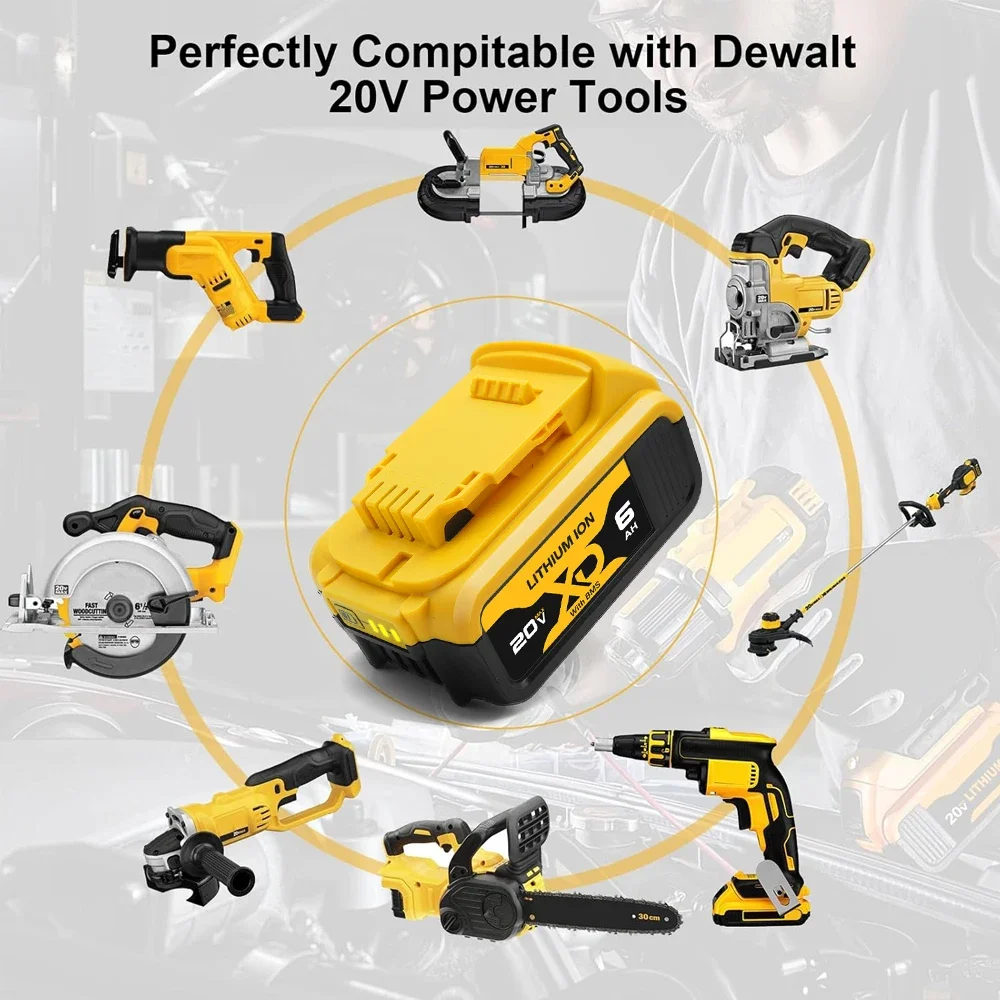 Новый сменный литиевый аккумулятор DCB200 20 В 4 Ач/6 Ач/12 Ач для Dewalt 18 DCB180 DCB181 DCB182 DCB184